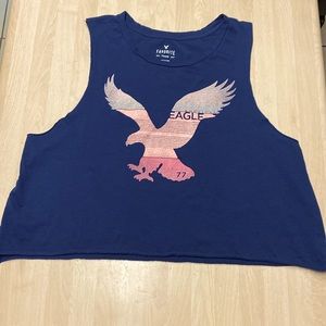 American Eagle Women Graphic Favorite Tank Top in Navy